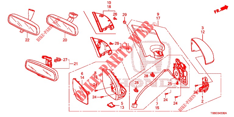SPECCHIETTO/VISORE DA SOLE  per Honda CIVIC TOURER DIESEL 1.6 EXGT 5 Porte 6 velocità manuale 2016