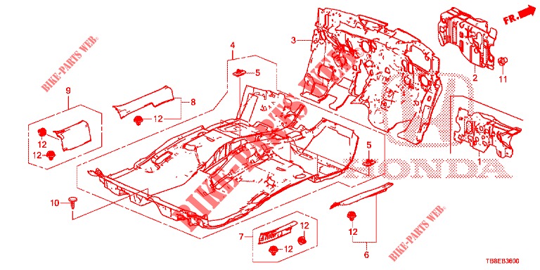 STOINO PAVIMENTO/ISOLATORE  per Honda CIVIC TOURER DIESEL 1.6 EXGT 5 Porte 6 velocità manuale 2016