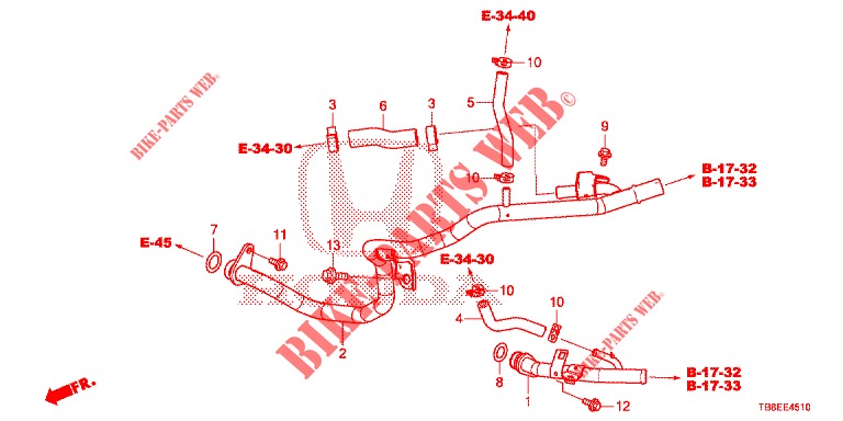 TUBO ACQUA/CONDOTTO RISCALDATORE (DIESEL) per Honda CIVIC TOURER DIESEL 1.6 EXGT 5 Porte 6 velocità manuale 2016