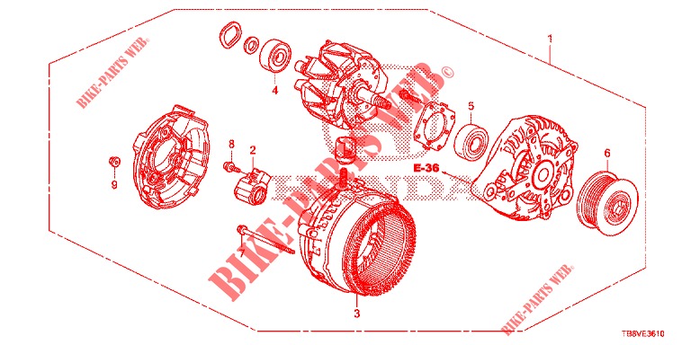 ALTERNATORE (DIESEL) (DENSO) per Honda CIVIC TOURER DIESEL 1.6 EXGT 5 Porte 6 velocità manuale 2017