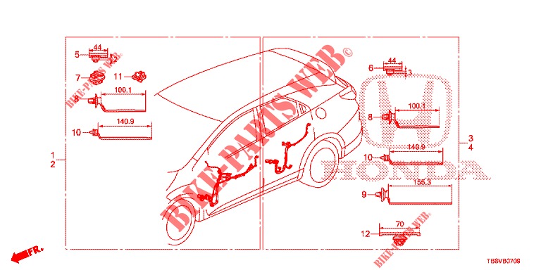 BARDATURA FILO (5) (RH) per Honda CIVIC TOURER DIESEL 1.6 EXGT 5 Porte 6 velocità manuale 2017