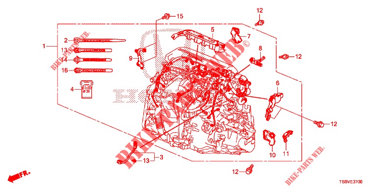 BARDATURA FILO MOTORE (DIESEL) per Honda CIVIC TOURER DIESEL 1.6 EXGT 5 Porte 6 velocità manuale 2017