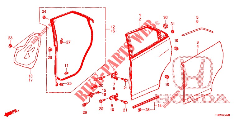PANNELLI PORTIERE POST.(4D)  per Honda CIVIC TOURER DIESEL 1.6 EXGT 5 Porte 6 velocità manuale 2017