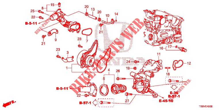 POMPA ACQUA/TERMOSTATO (DIESEL) per Honda CIVIC TOURER DIESEL 1.6 EXGT 5 Porte 6 velocità manuale 2017