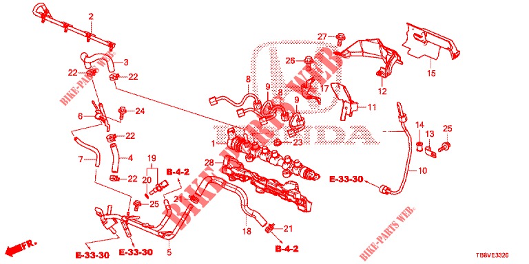 RINGHIERA COMBUSTIBILE/POMPA ALTA PRESSIONE (DIESEL) per Honda CIVIC TOURER DIESEL 1.6 EXGT 5 Porte 6 velocità manuale 2017