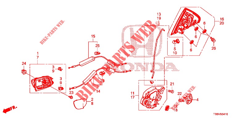 SERRATURE PORTIERE POST./MANIGLIA ESTERNA  per Honda CIVIC TOURER DIESEL 1.6 EXGT 5 Porte 6 velocità manuale 2017