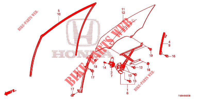 SPORTELLI PORTIERE ANT./REGOLATORE  per Honda CIVIC TOURER DIESEL 1.6 EXGT 5 Porte 6 velocità manuale 2017