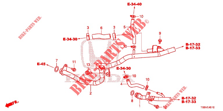 TUBO ACQUA/CONDOTTO RISCALDATORE (DIESEL) per Honda CIVIC TOURER DIESEL 1.6 EXGT 5 Porte 6 velocità manuale 2017