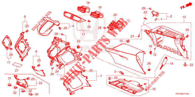 ABBELLIMENTO STRUMENTI (COTE DE PASSAGER) (LH) per Honda CR-V HYBRID 2.0 BASE 5 Porte Electronico CVT 2020